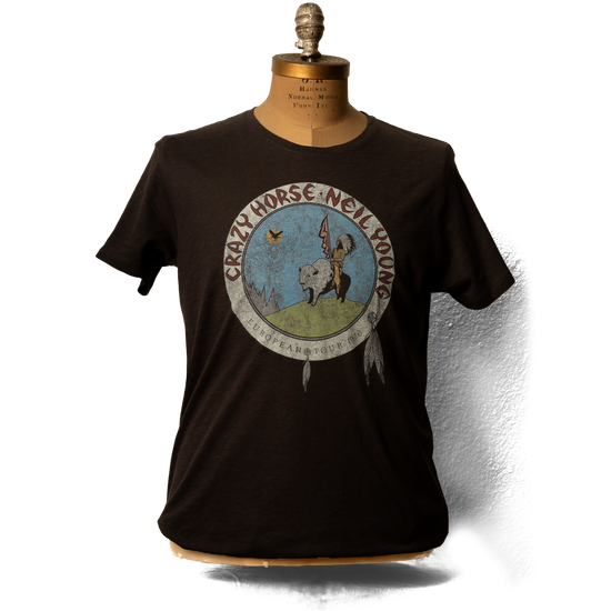 Soft Organic Vintage Crazy Horse 1976 Tour Men’s Black T-Shirt